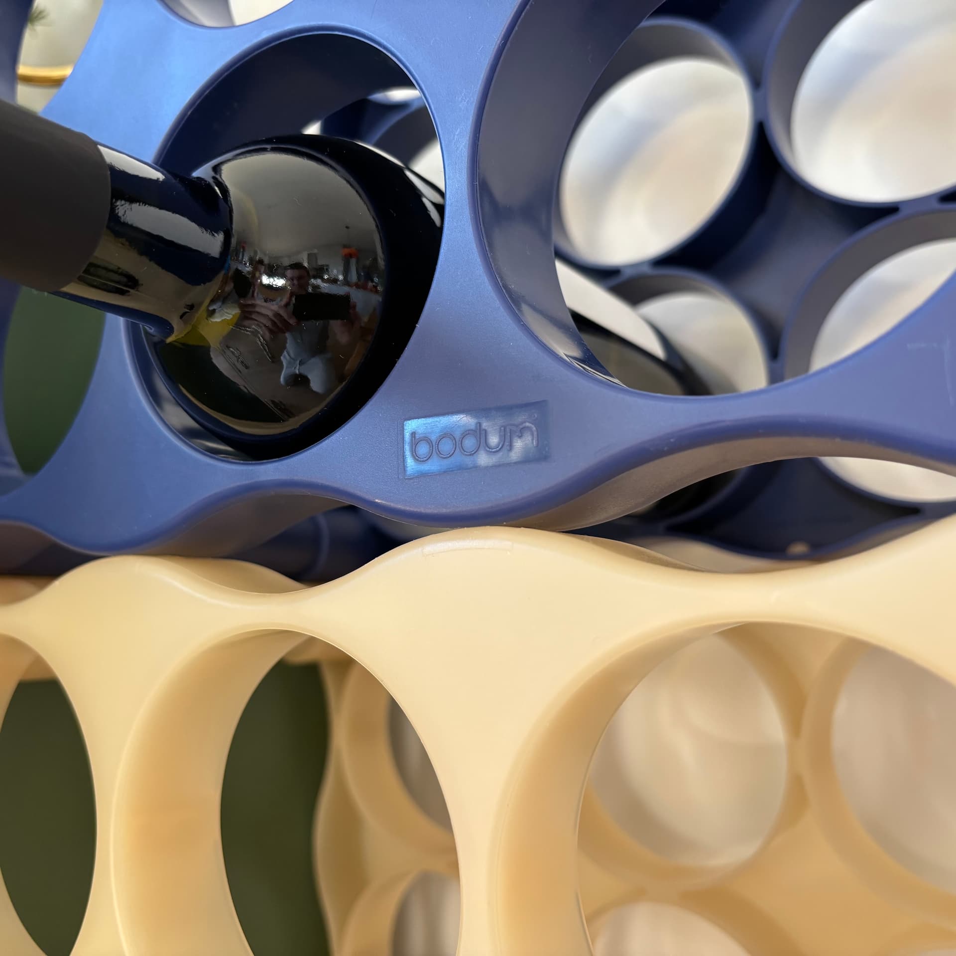 Wine rack, blue plastic, Denmark, 1990s. - 191726