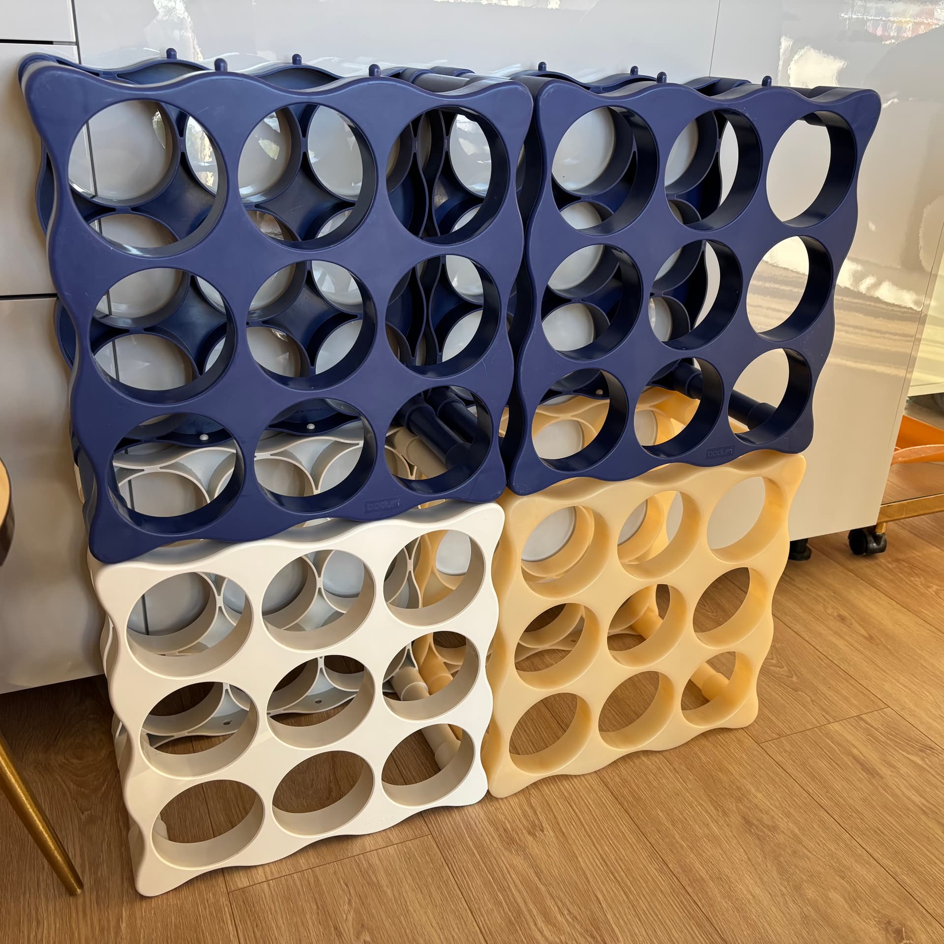 Wine rack, blue plastic, Denmark, 1990s. - 191733