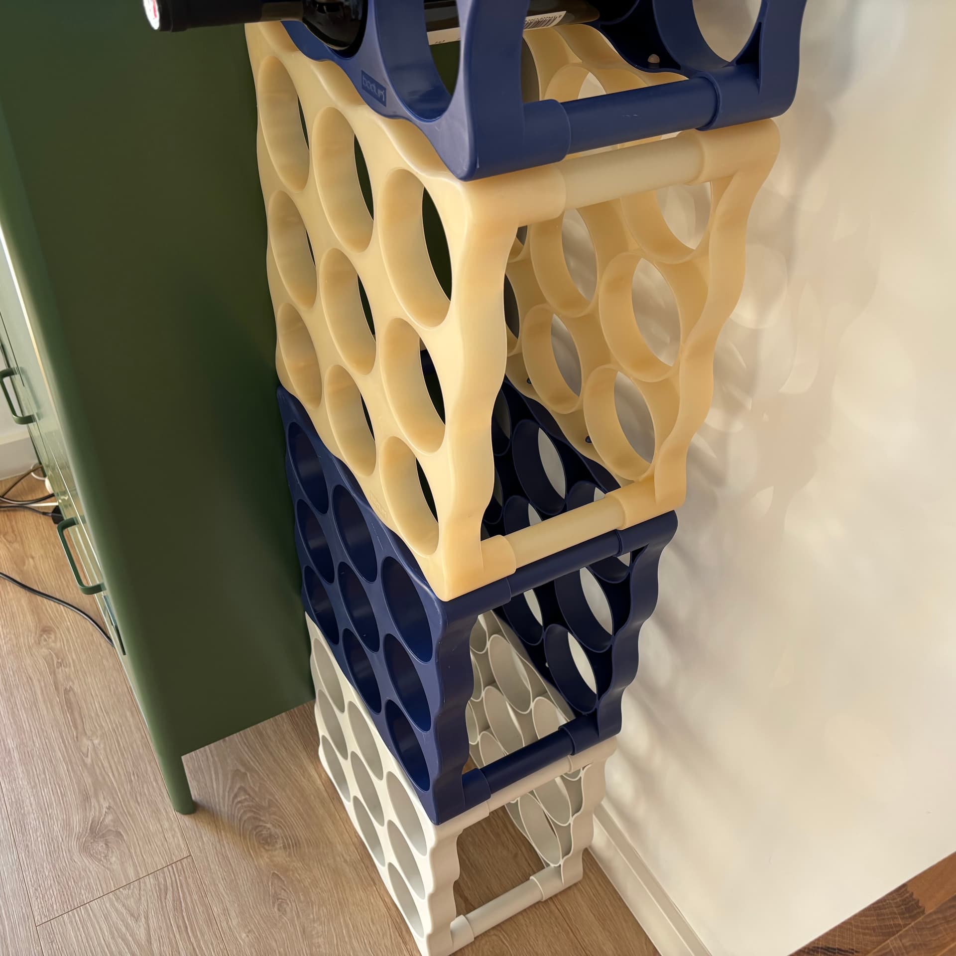 Wine rack, blue plastic, Denmark, 1990s. - 191731