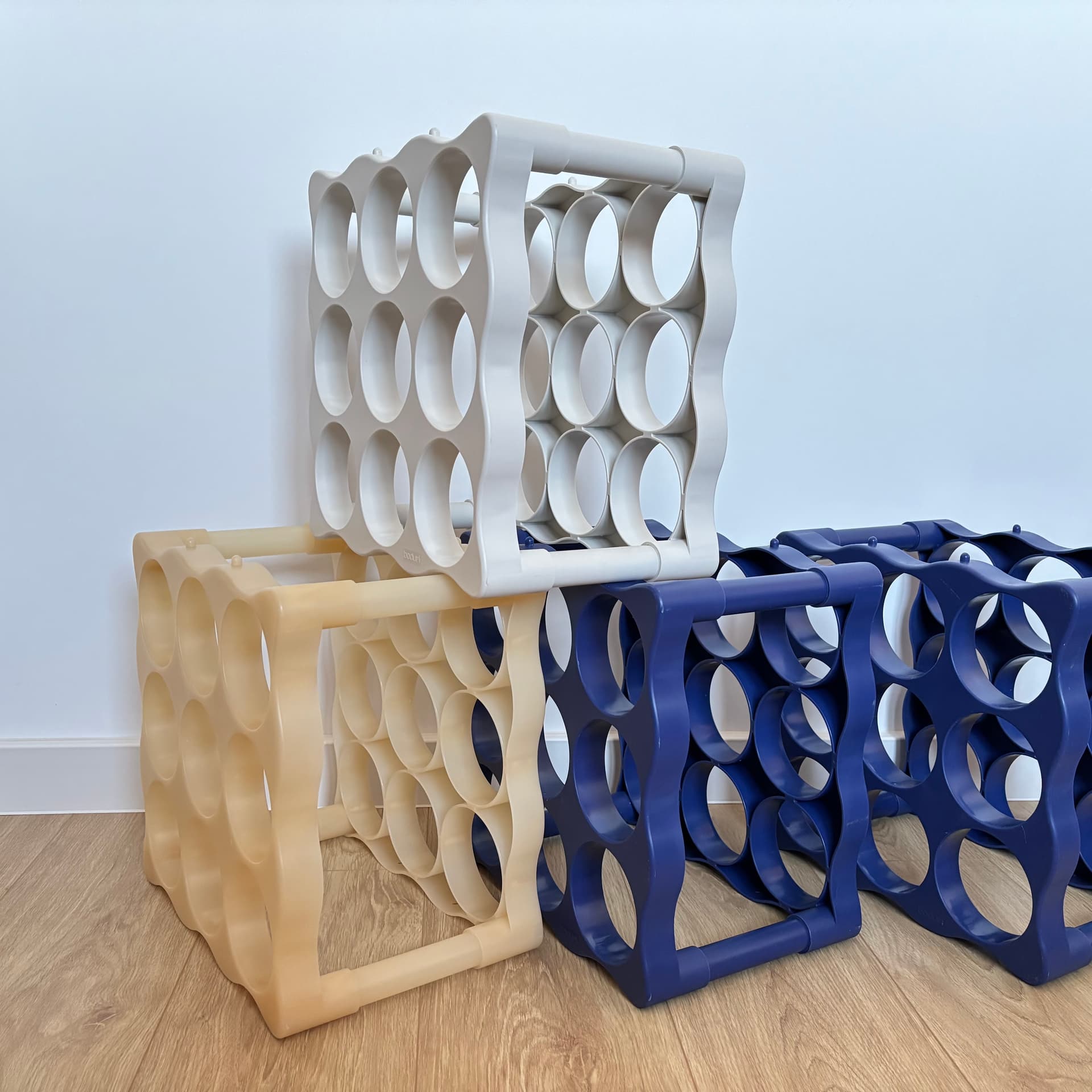 Wine rack, blue plastic, Denmark, 1990s. - 191730