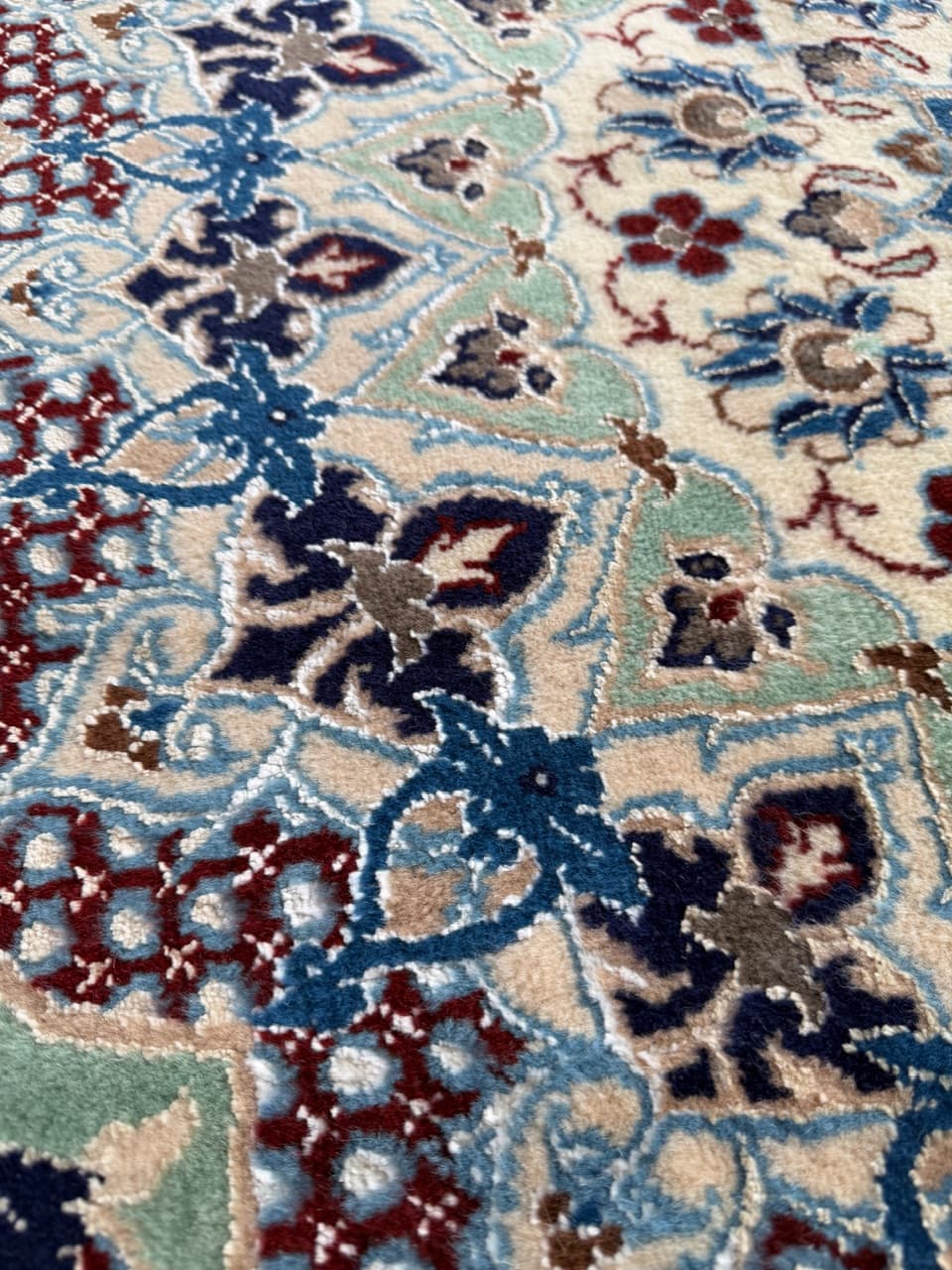 Nowy Okrągły Dywan Perski Kaszmirowy + Jedwab Iran Nain 205x205 - 191743