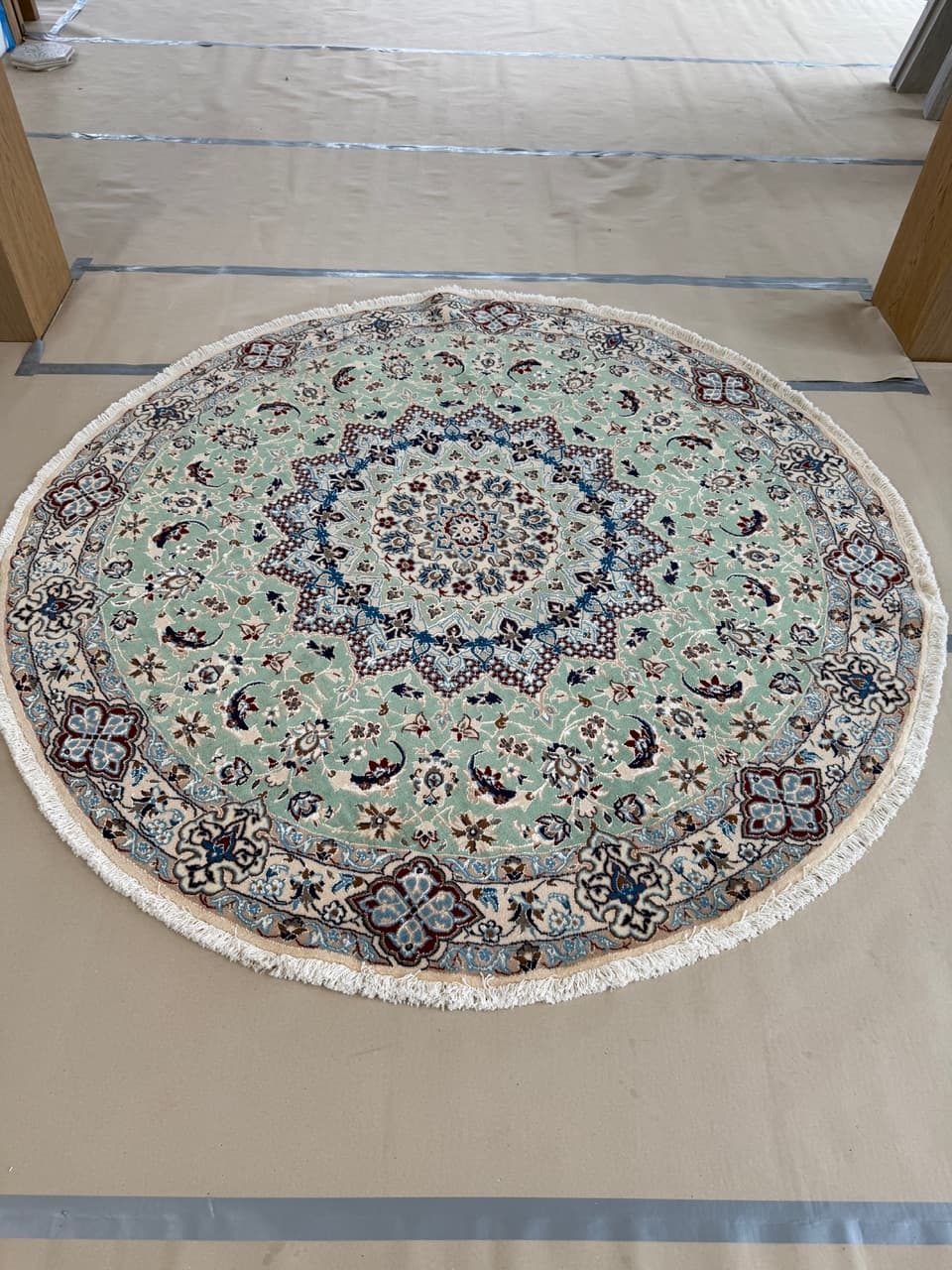Nowy Okrągły Dywan Perski Kaszmirowy + Jedwab Iran Nain 205x205 - 191742