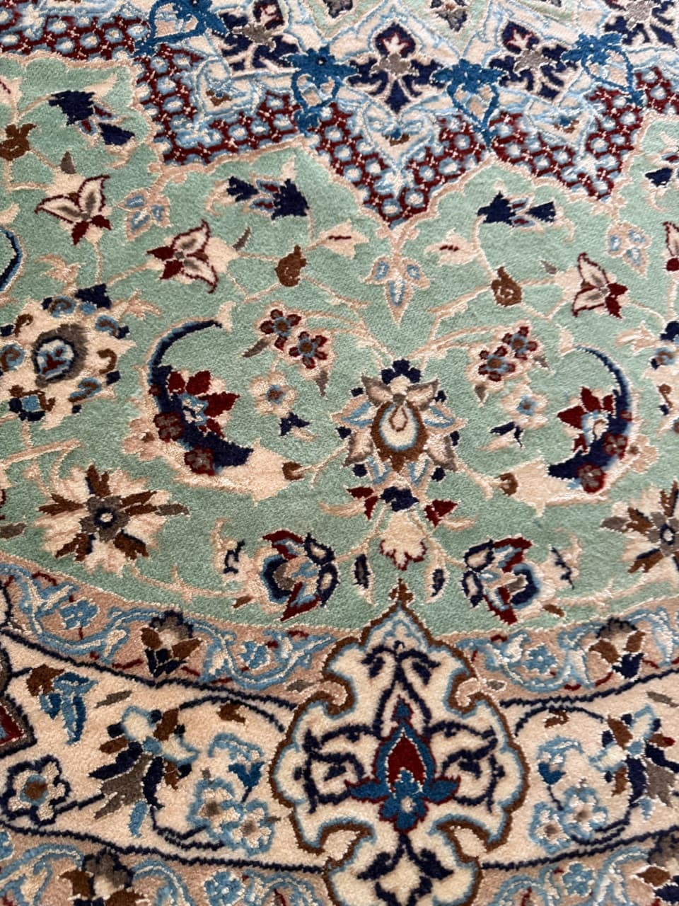 Nowy Okrągły Dywan Perski Kaszmirowy + Jedwab Iran Nain 205x205 - 191748