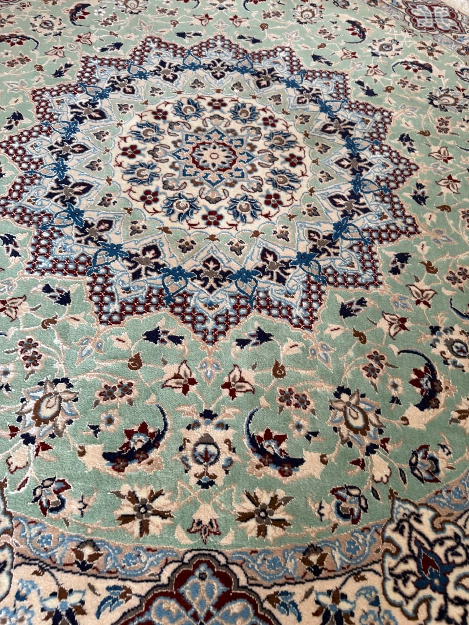 Nowy Okrągły Dywan Perski Kaszmirowy + Jedwab Iran Nain 205x205 - 191738