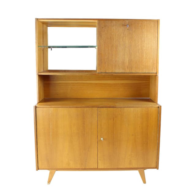 Komoda barowa U 460, dąb jasnobrązowy, proj. J. Jiroutek, Interier Praha, Czechosłowacja, lata 60. - WYMIARY