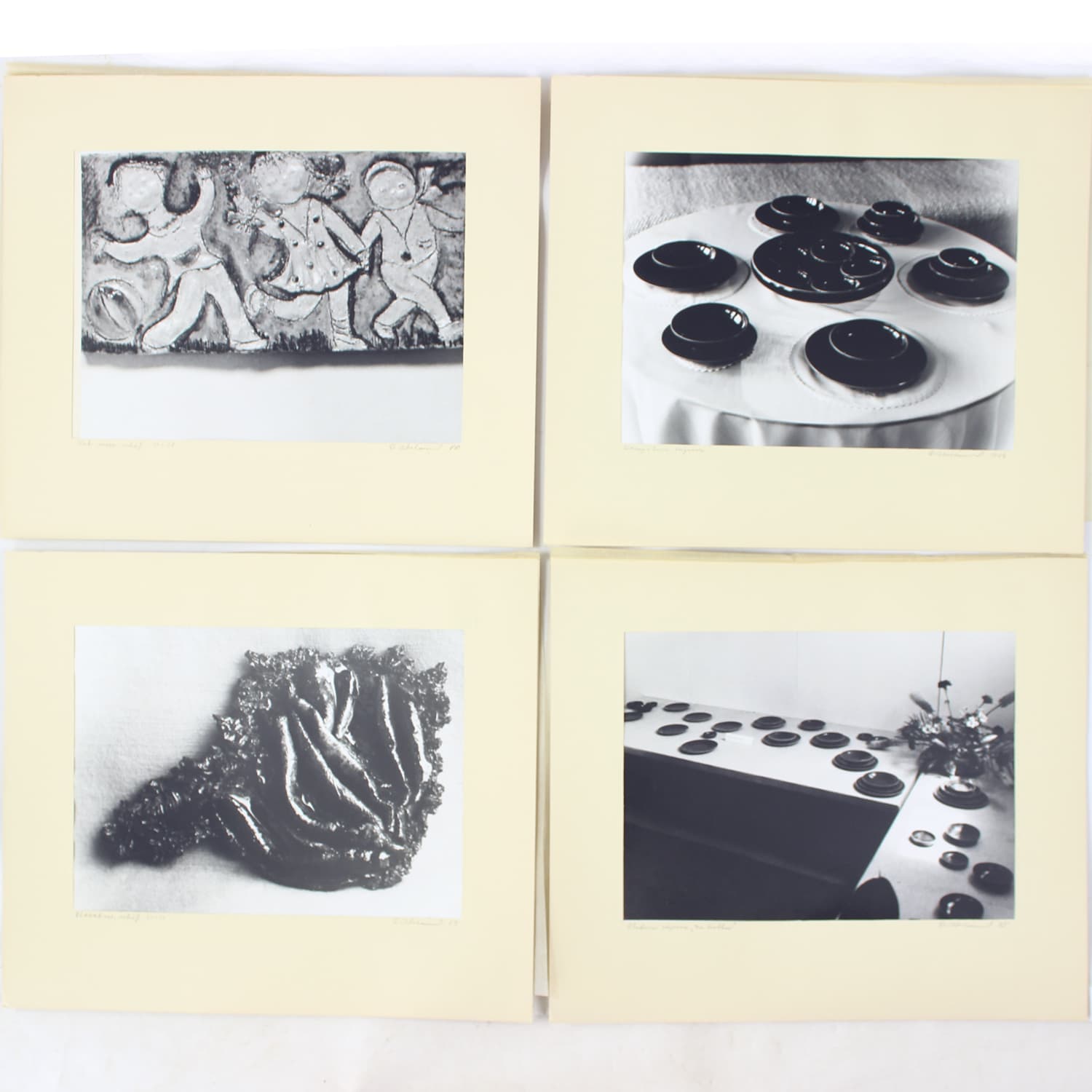 Zestaw czterech fotografii artystycznych, czarno-białe, proj. D. Abrahámová, Czechosłowacja, lata 80.