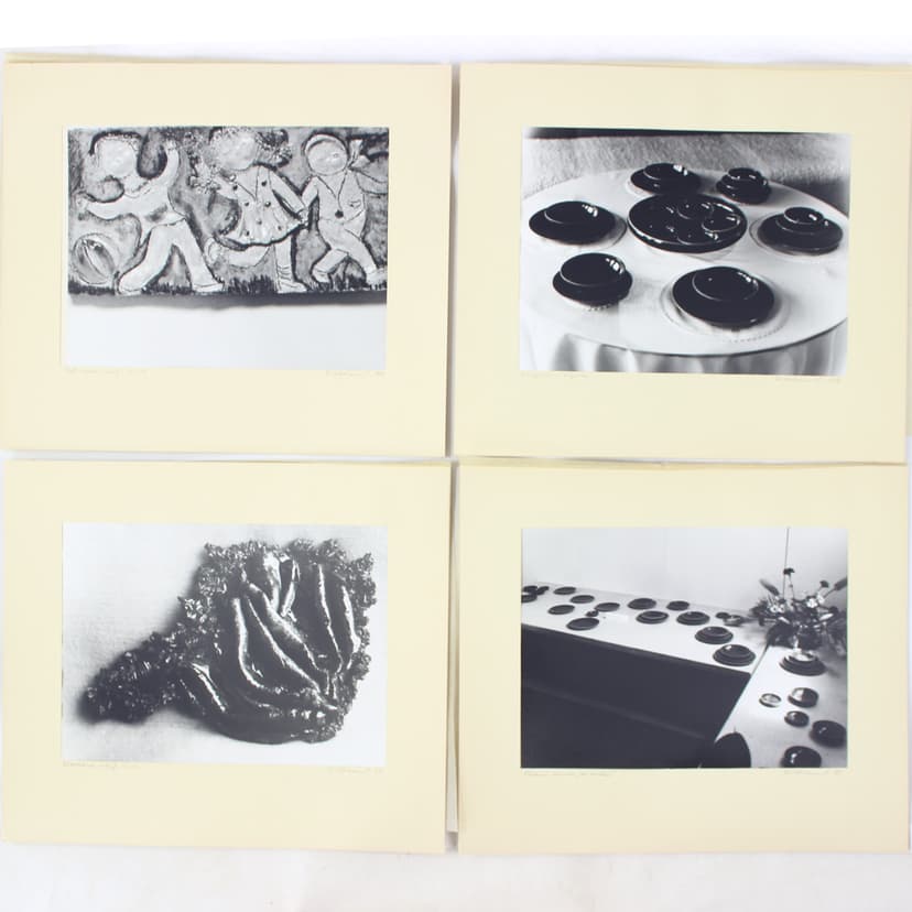 Zestaw czterech fotografii artystycznych, czarno-białe, proj. D. Abrahámová, Czechosłowacja, lata 80.