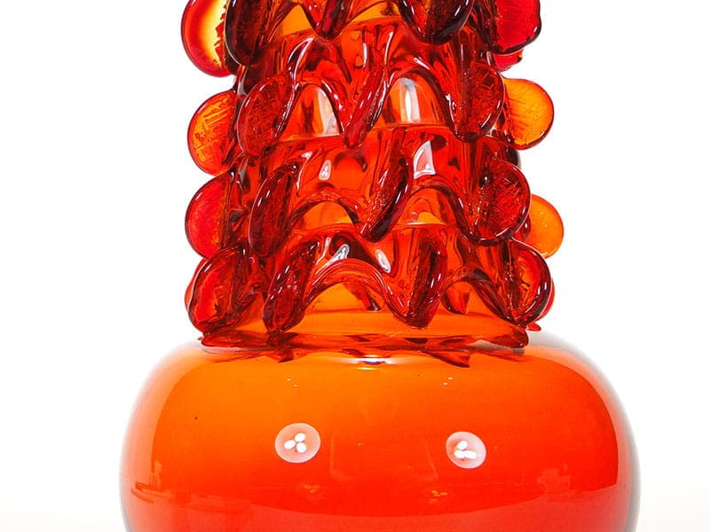 Wazon Panna Młoda, pomarańczowy, szkło, proj. J. Słuczan-Orkusz, Polska, lata 70. - 192002