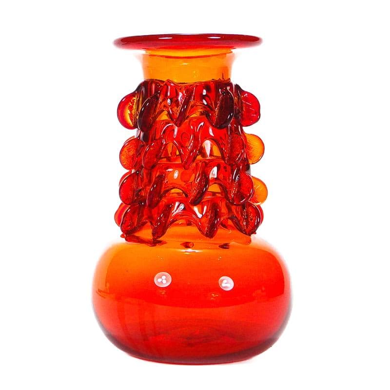 Wazon Panna Młoda, pomarańczowy, szkło, proj. J. Słuczan-Orkusz, Polska, lata 70.