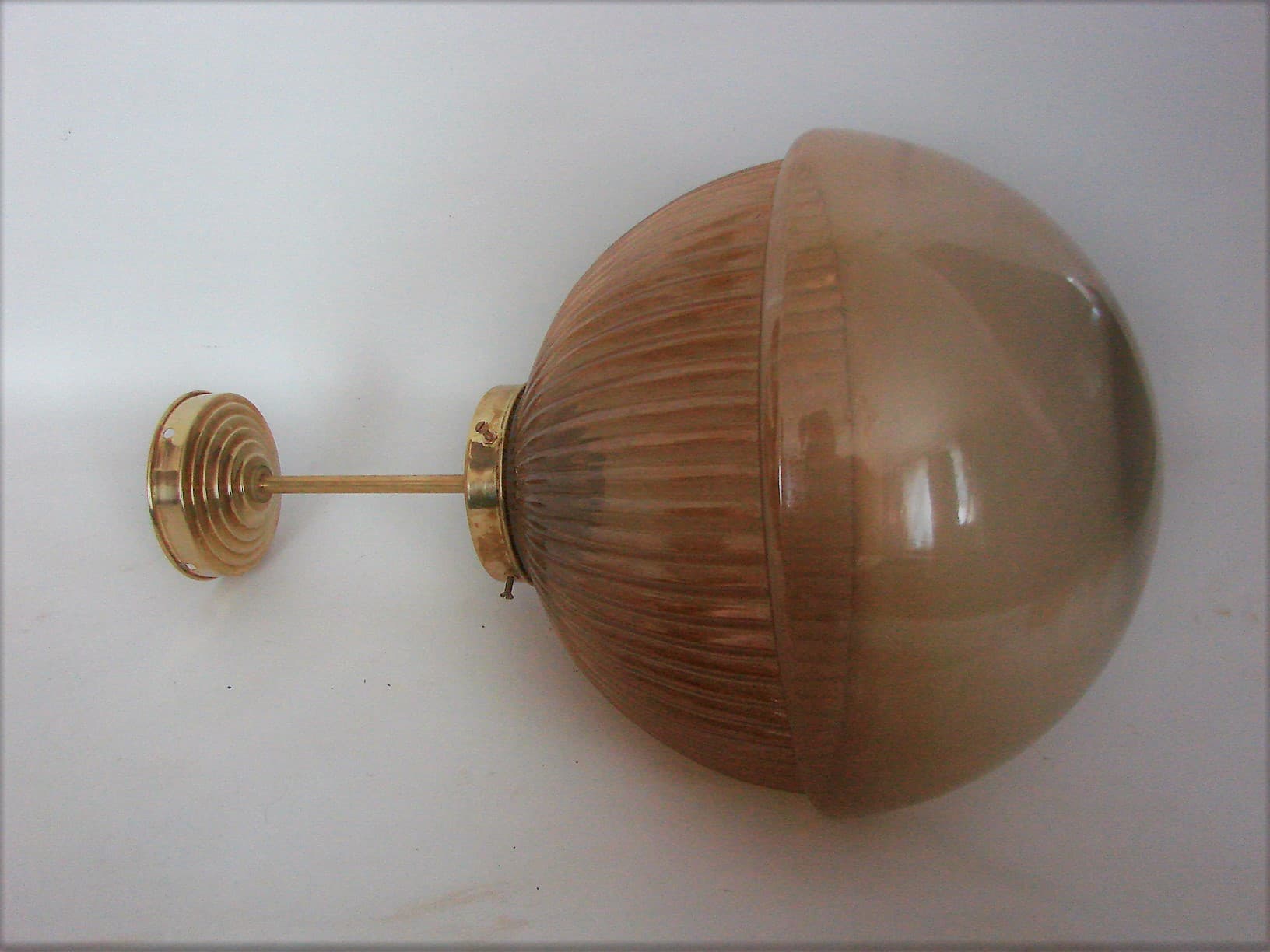 Pendant Lamp Modern, golden, brass, glass, 1970s - 192130