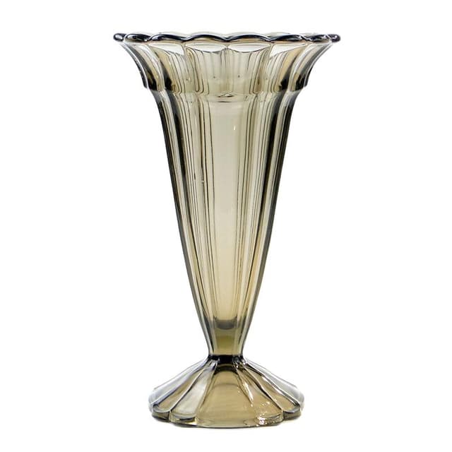 Wazon Art Deco, oliwkowy, szkło, Val Saint Lambert, Belgia, lata 50. - WYMIARY