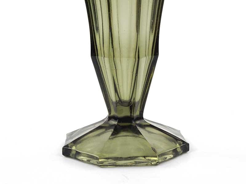 Wazon Art déco, oliwkowy, szkło, Val Saint Lambert, Belgia, lata 50. - 192189