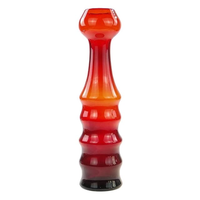 Wazon Żyrafa, szkło maroon, proj. K. Krawczyk, Polska, lata 70. - WYMIARY