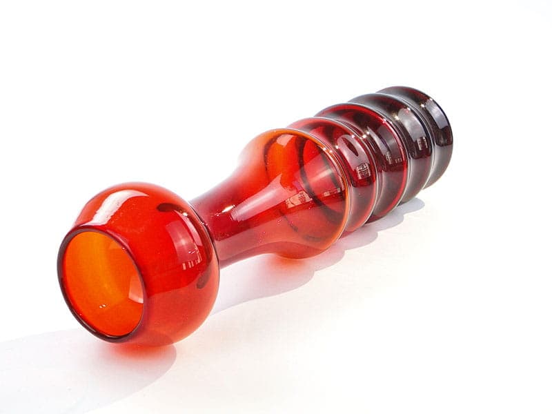 Wazon Żyrafa, szkło maroon, proj. K. Krawczyk, Polska, lata 70. - 192245