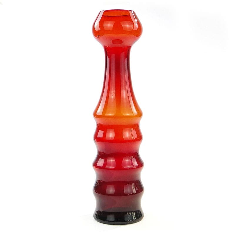 Wazon Żyrafa, szkło maroon, proj. K. Krawczyk, Polska, lata 70. - 192247