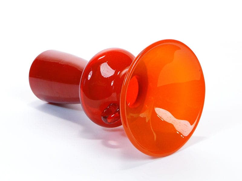 Wazon z uchem, szkło pomarańczowy, Polska, lata 70. - 192278