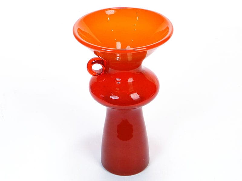 Wazon z uchem, szkło pomarańczowy, Polska, lata 70. - 192275