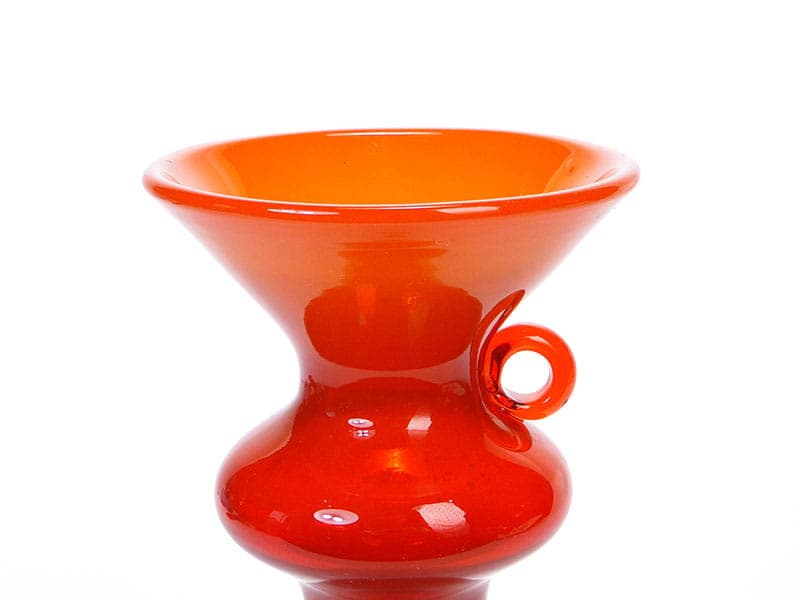 Wazon z uchem, szkło pomarańczowy, Polska, lata 70. - 192277