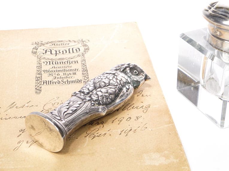 Pieczęć do listów z sową, Francja ok 1910 - 192293