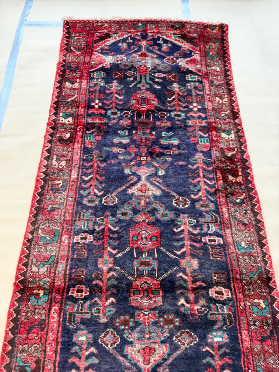 Chodnik Hamadan 305x100 cm, granatowy, wełna, Iran - 192354