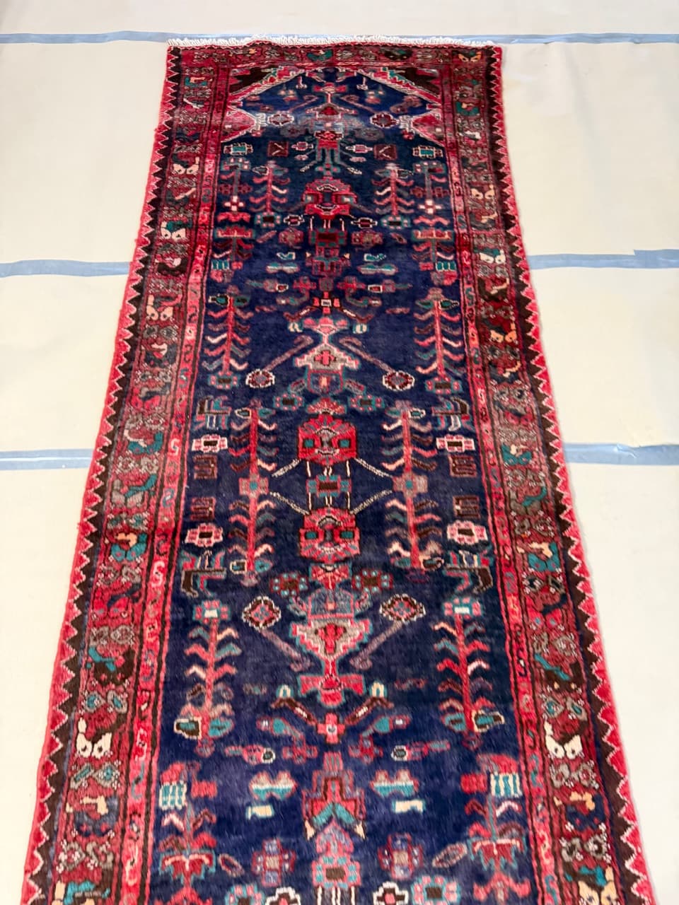 Chodnik Hamadan 305x100 cm, granatowy, wełna, Iran - 192362