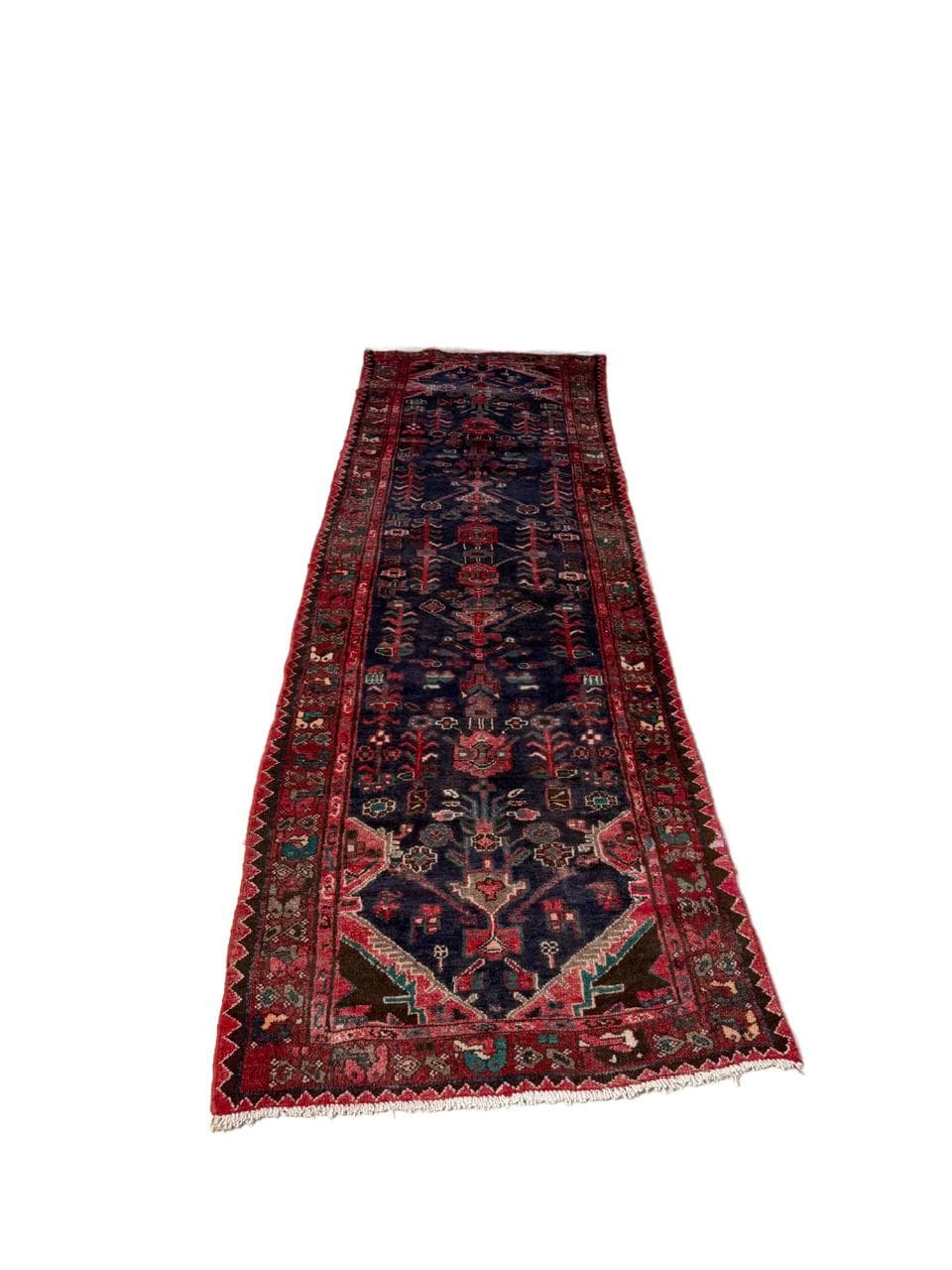 Chodnik Hamadan 305x100 cm, granatowy, wełna, Iran