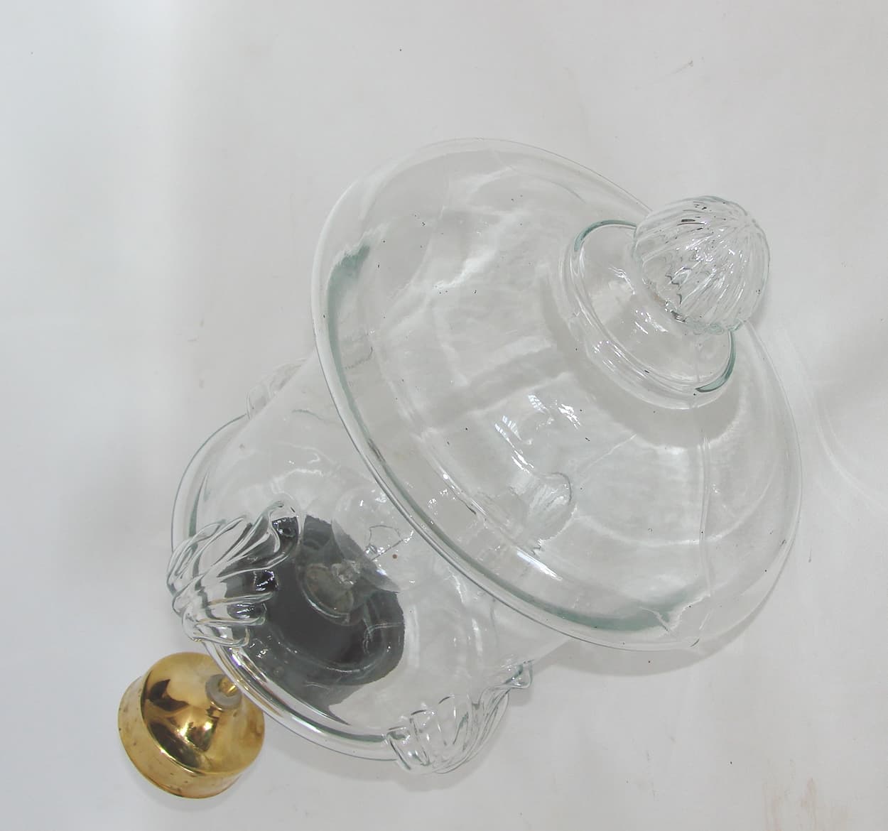 Pendant lamp, Art déco, transparent glass, brass, 1920s - 192416