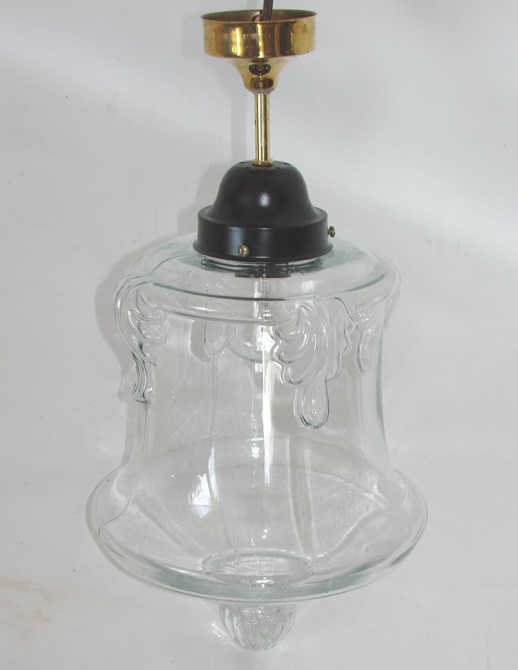 Pendant lamp, Art déco, transparent glass, brass, 1920s - 192415