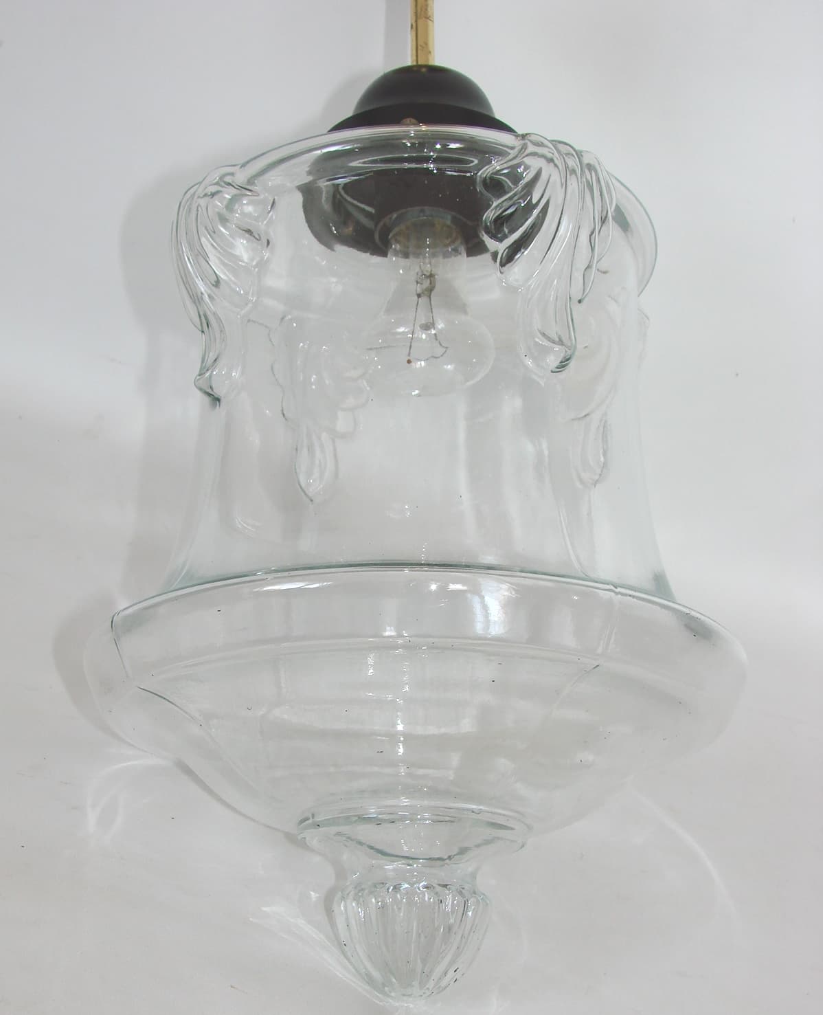 Pendant lamp, Art déco, transparent glass, brass, 1920s - 192413