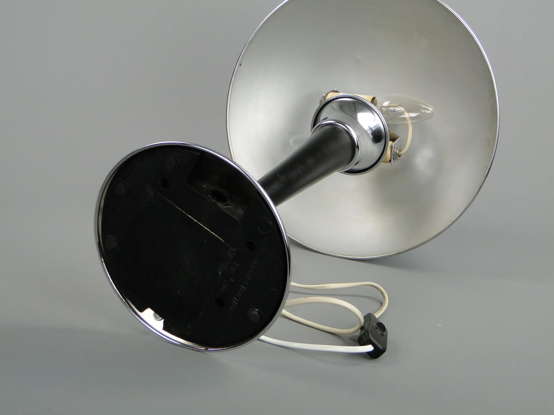 Table Lamp Art Deco, chrome black metal, Italy, 1980s - 13393