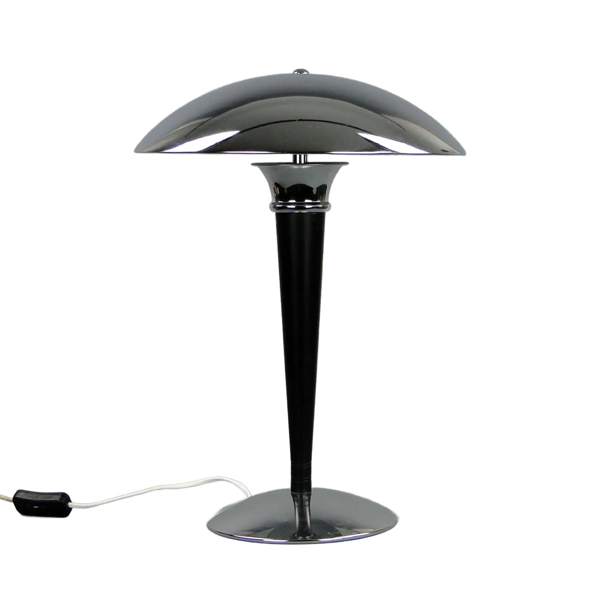 Table Lamp Art Deco, chrome black metal, Italy, 1980s