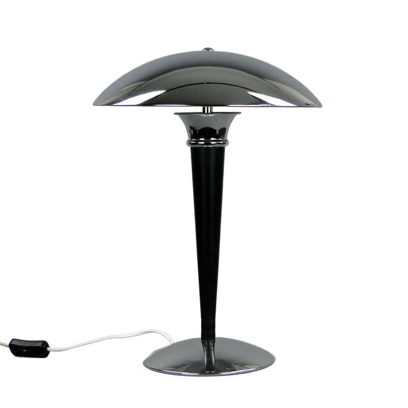 Lampa stołowa Art Deco, metal chromowany czarny, Włochy, lata 80.