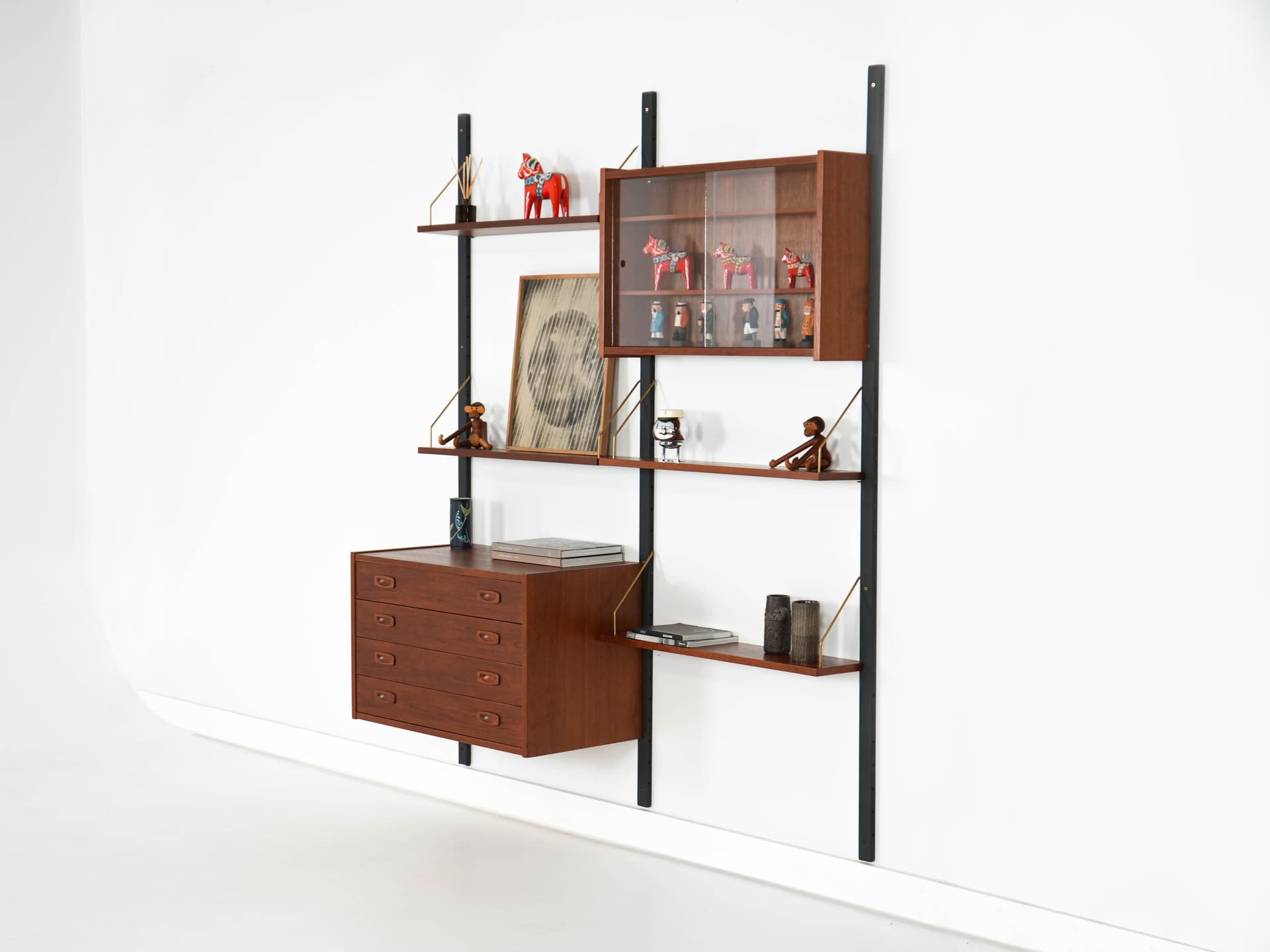 Shelving unit PS System, brown teak, Randers Møbelfabrik, Denmark, 1960s. - 192539