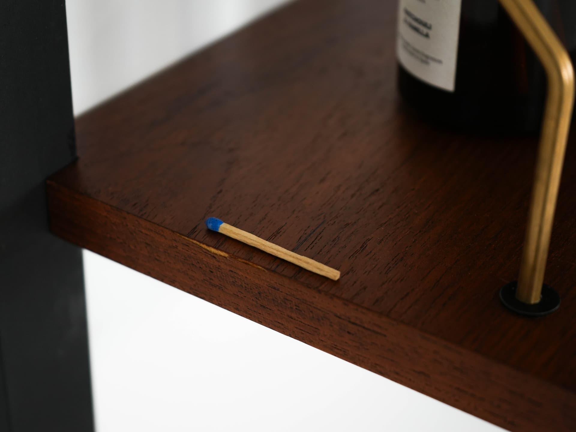 Shelving unit PS System, brown teak, black metal, transparent glass, Randers Møbelfabrik, Denmark, 1960s. - 192561