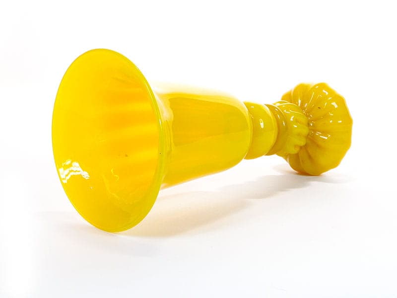 Wazon kielich, żółty, szkło, proj. J. Słuczan-Orkusz, Polska, lata 70. - 192609