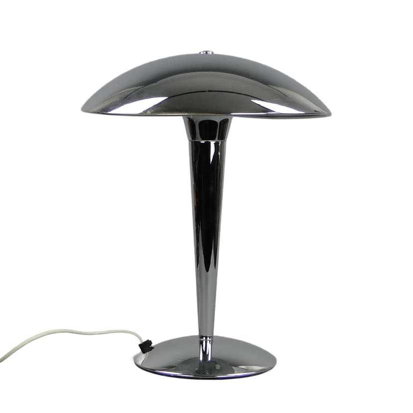 Lampa stołowa Art Deco, metal chrom srebrny, Włochy, lata 80.