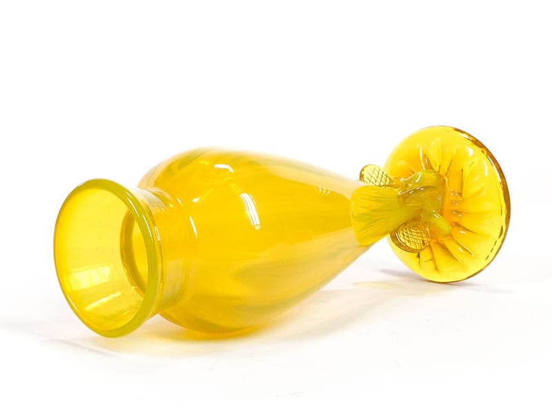 Wazon z kokardą, szkło żółte, proj. J. Słuczan-Orkusz, Polska, lata 70. - 192617