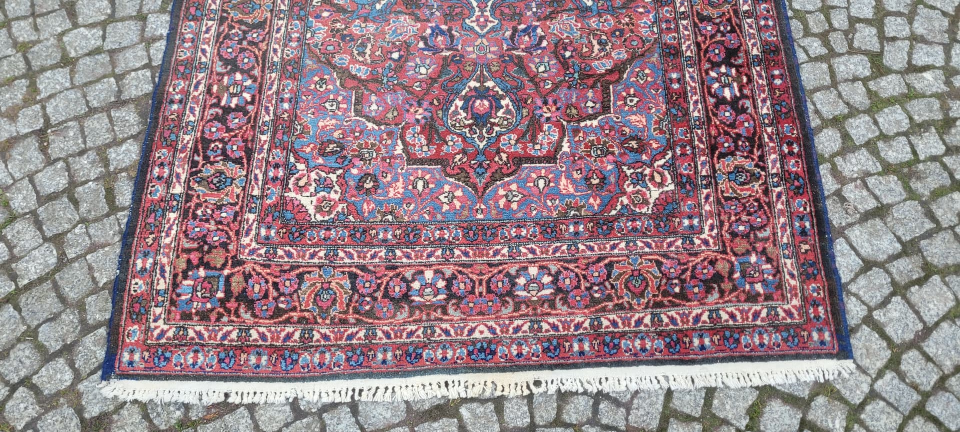 Dywan Meshed, granatowy, wełna, Iran, początek XX w., 235x146 cm - 192637