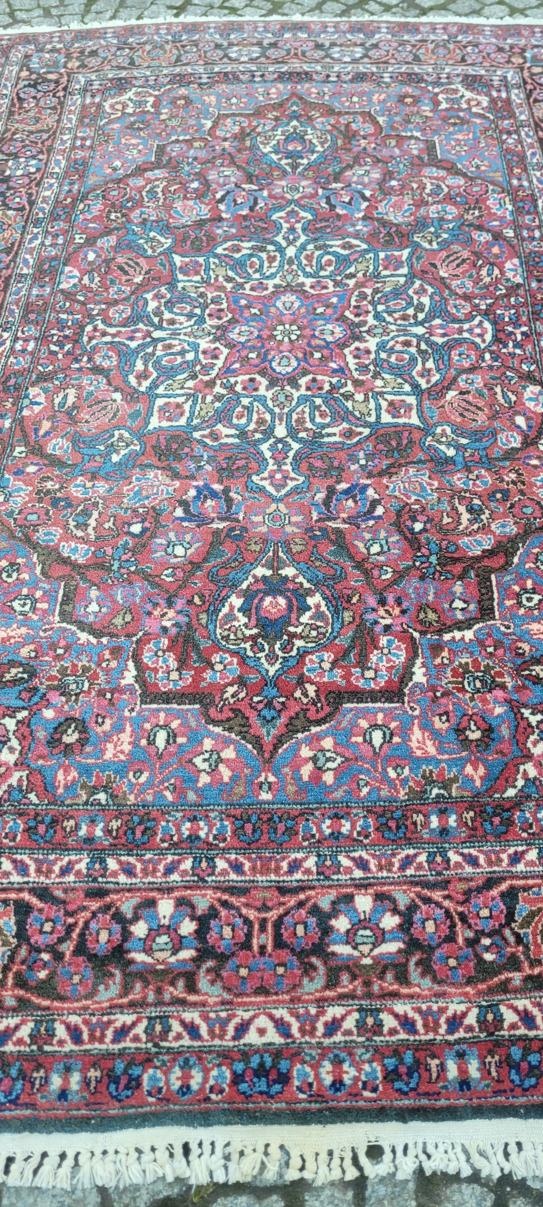 Dywan Meshed, granatowy, wełna, Iran, początek XX w., 235x146 cm - 192636