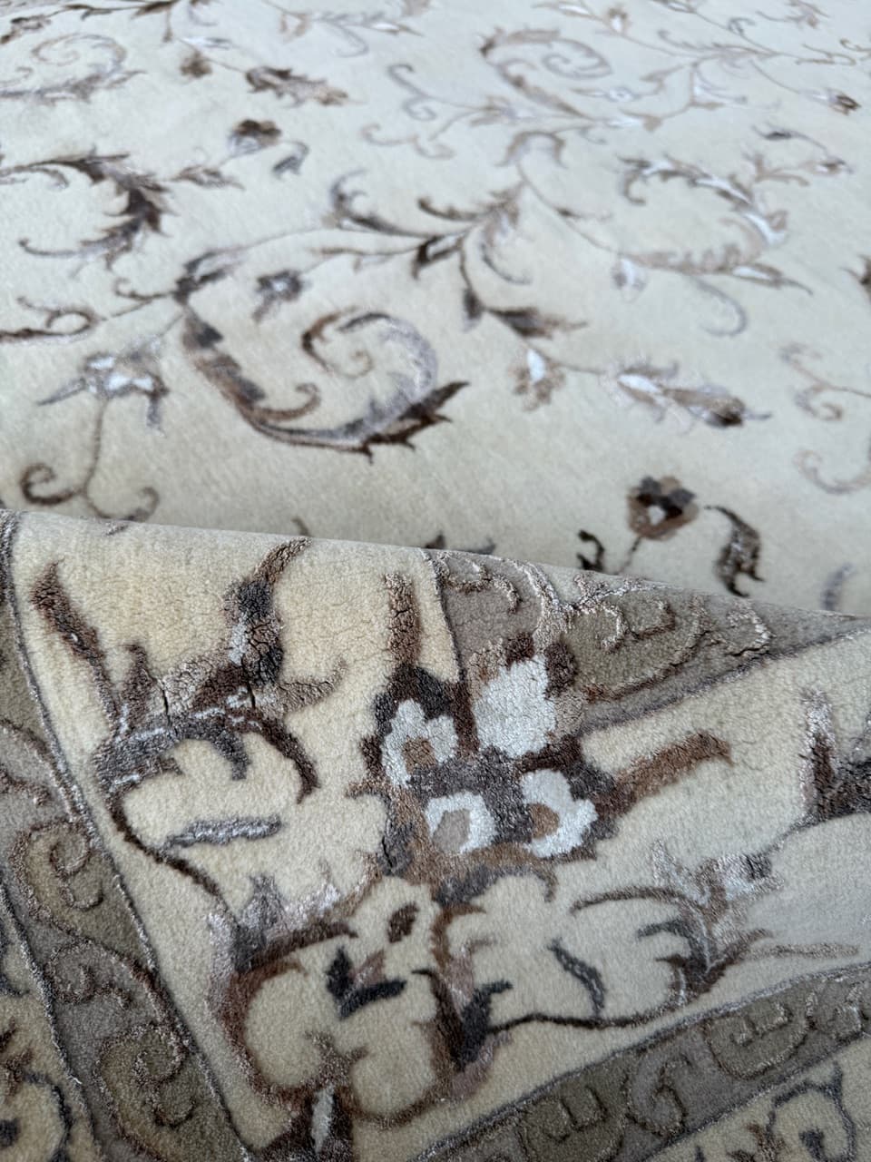 Dywan Ghoum, 245x170 cm, ivory white, wełna kaszmirowa jedwab, Indie - 192736