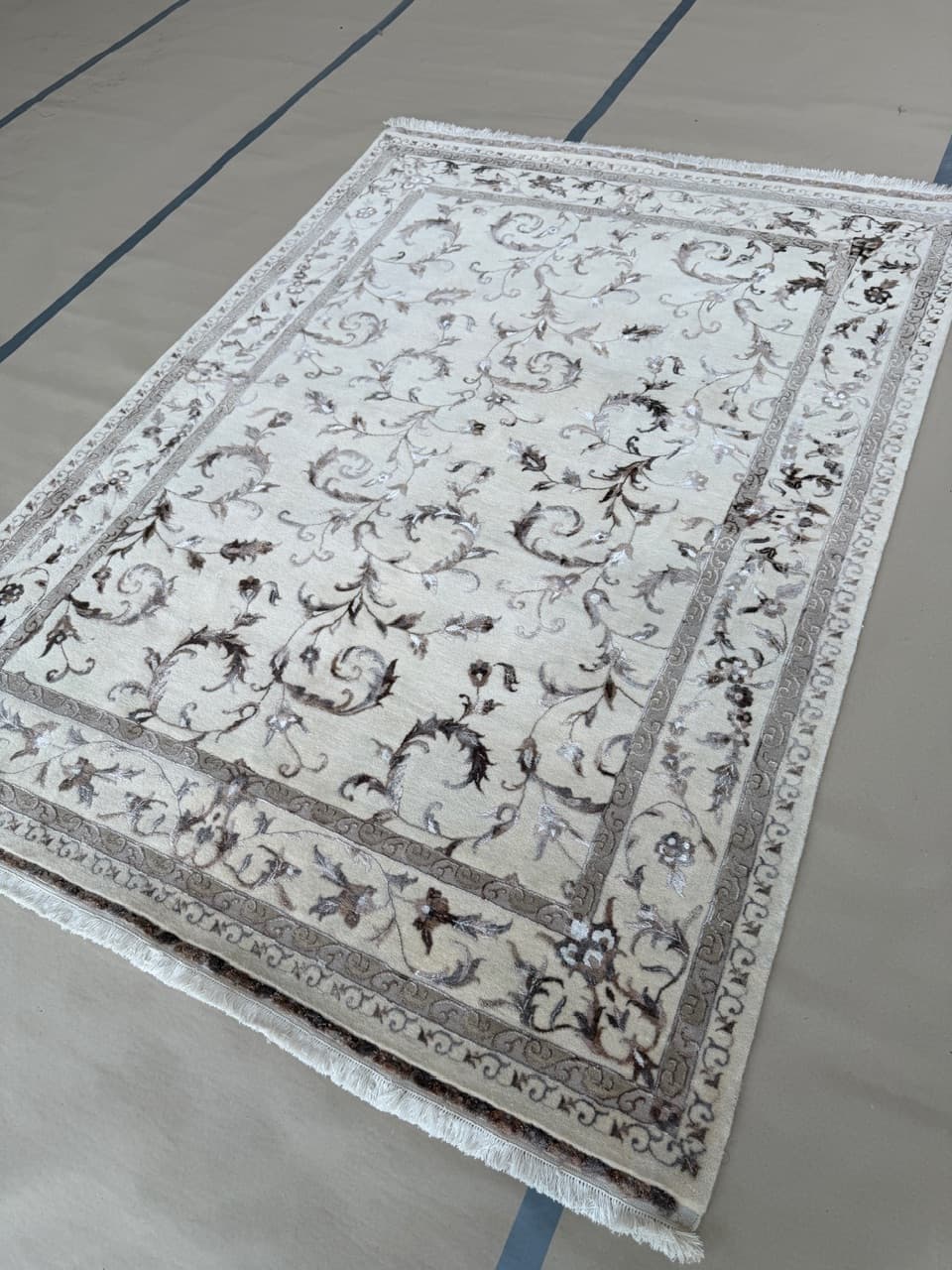 Dywan Ghoum, 245x170 cm, ivory white, wełna kaszmirowa jedwab, Indie - 192744