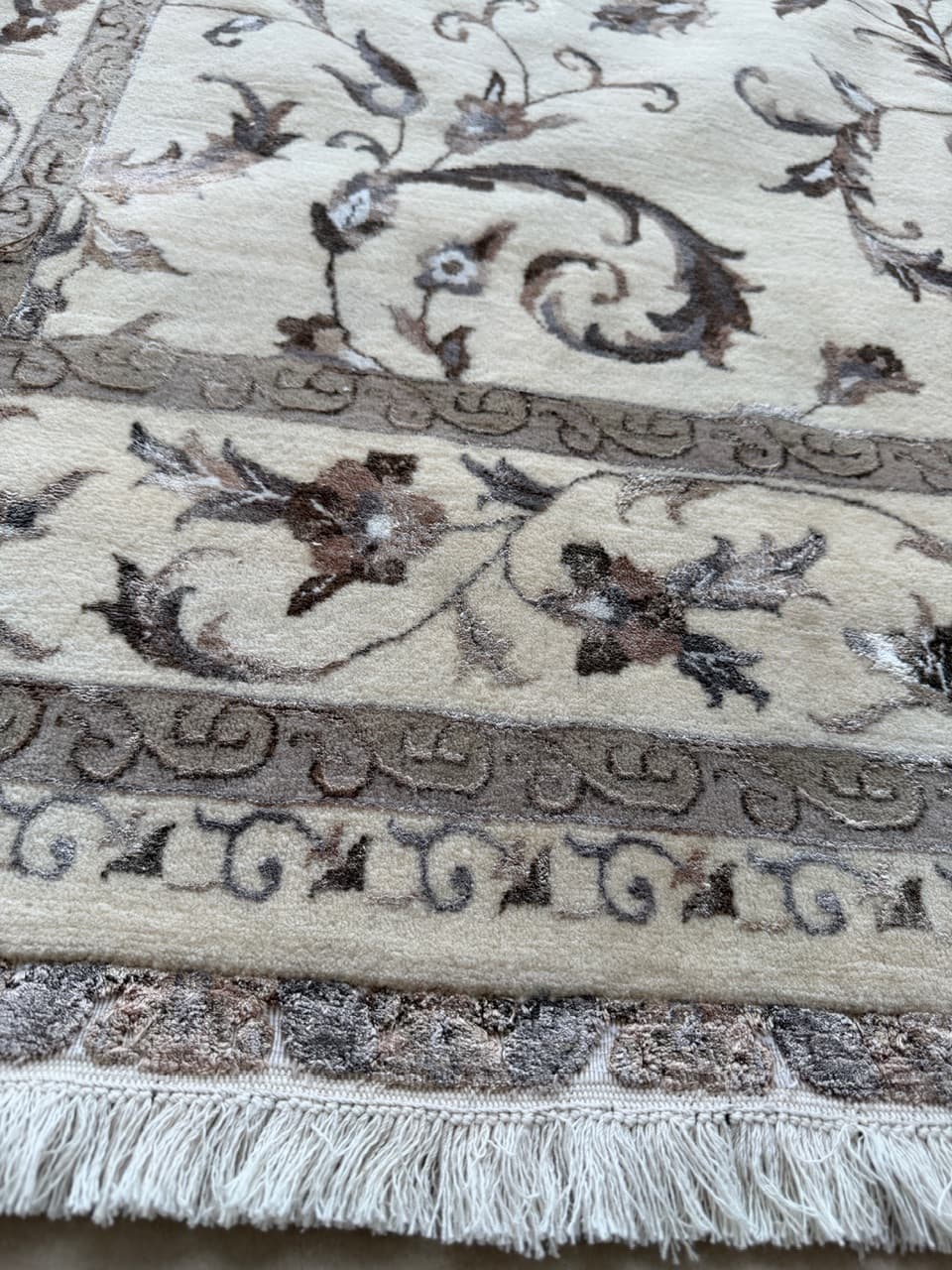 Dywan Ghoum, 245x170 cm, ivory white, wełna kaszmirowa jedwab, Indie - 192747