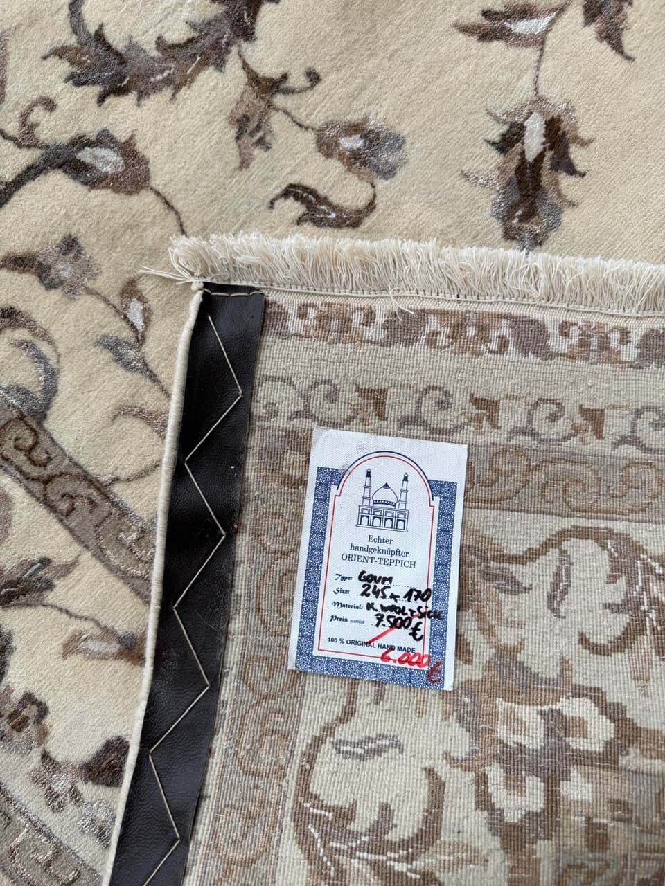 Dywan Ghoum, 245x170 cm, ivory white, wełna kaszmirowa jedwab, Indie - 192735