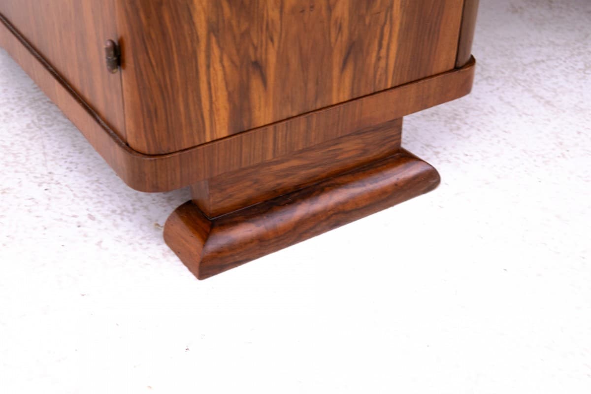 Desk Art Deco, medium brown walnut, Poland, 1920s - 192874