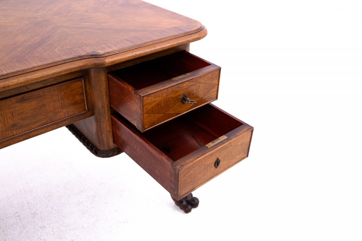 Biurko, styl Ludwik Filip, brązowy, orzech, Francja, XIX w. - 192921