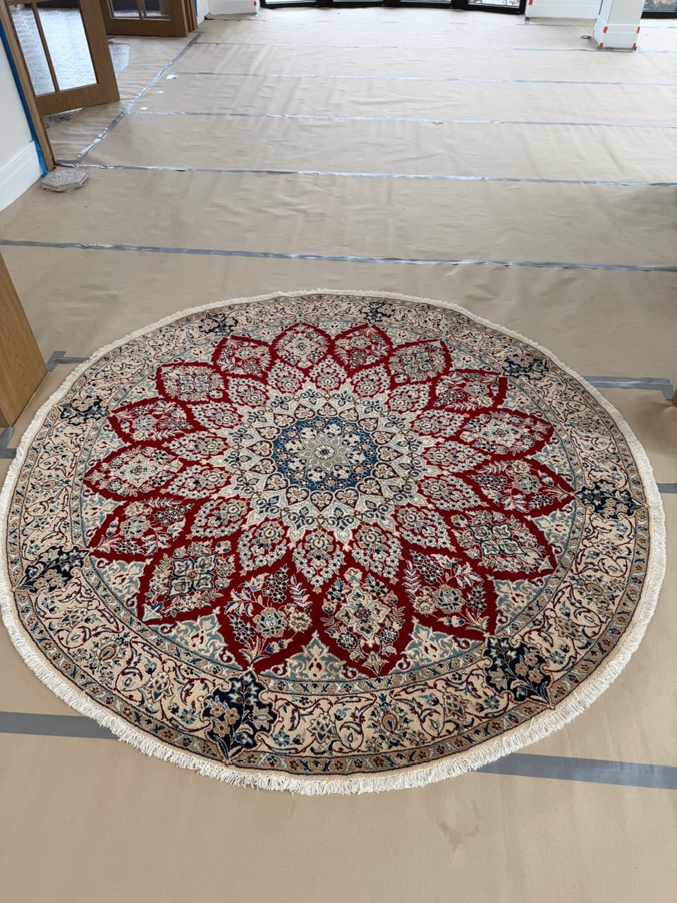 Nowy Okrągły Dywan Perski Kaszmirowy + Jedwab Iran Nain 210x210 - 193317