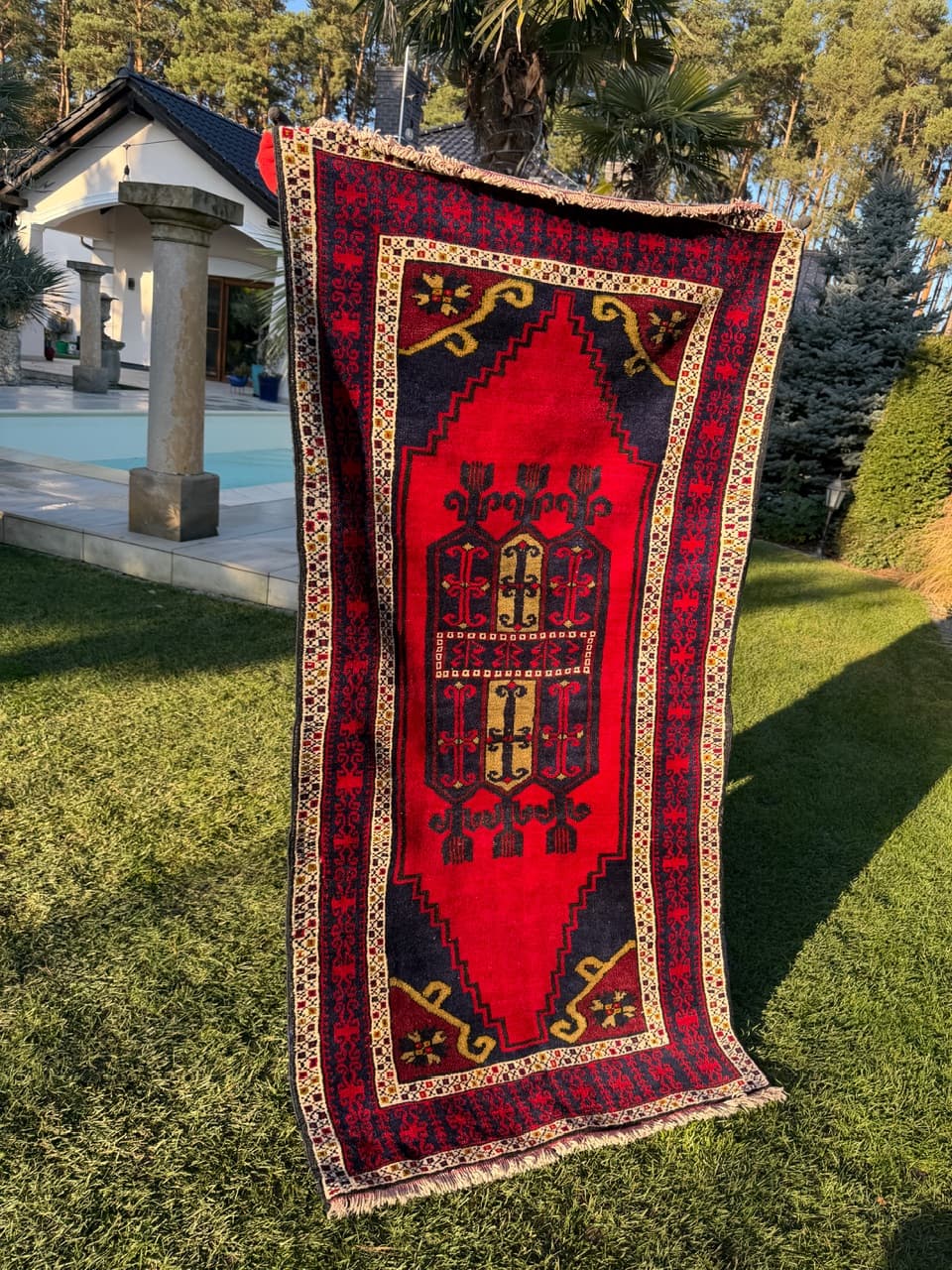 Dywan Kazak Anatolia, multikolor, wełna, Turcja, lata 70., 205x105 cm - 193372