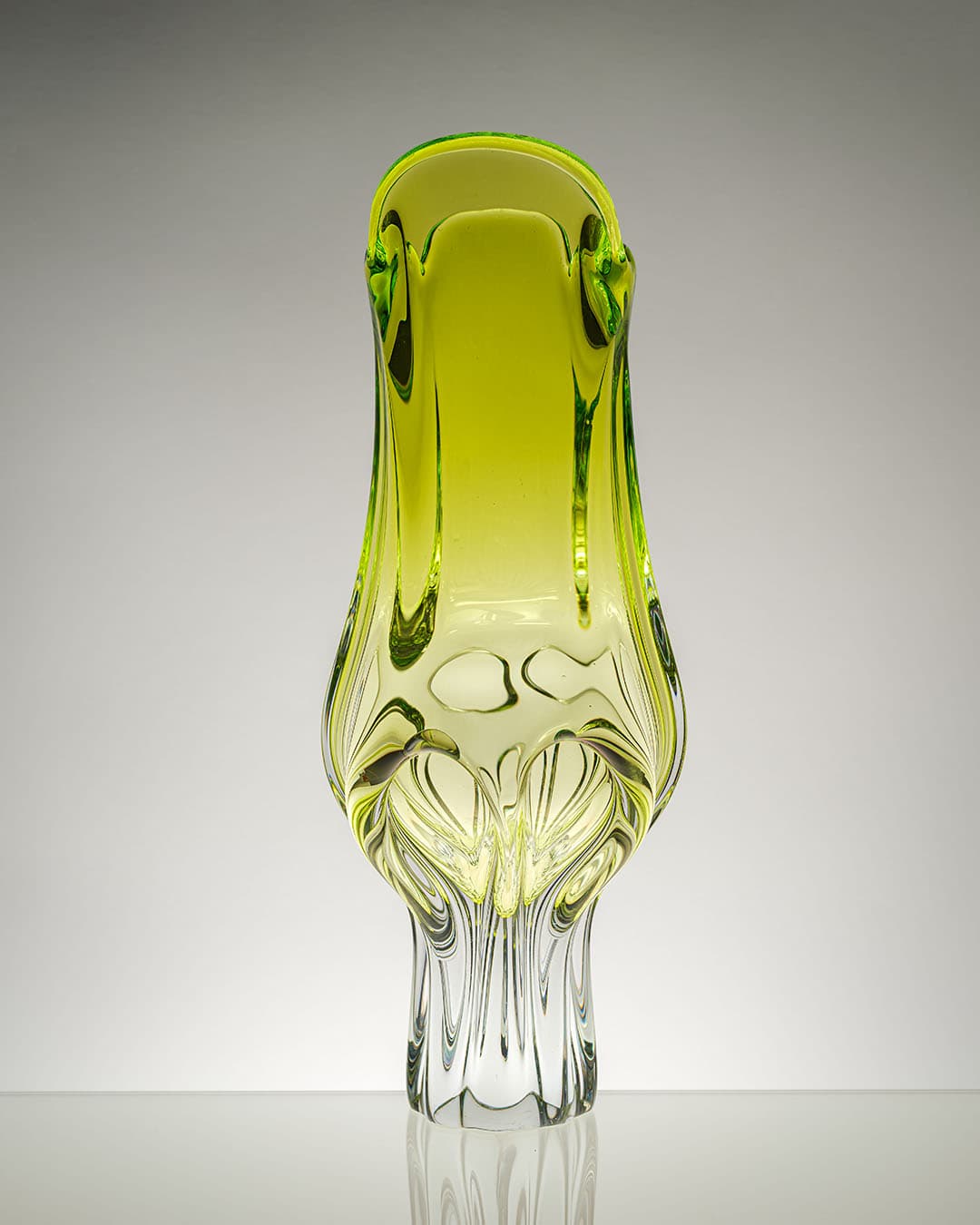 Wazon, limonkowy, szkło, proj. J. Hospodka, Czechosłowacja, lata 70. - 193429