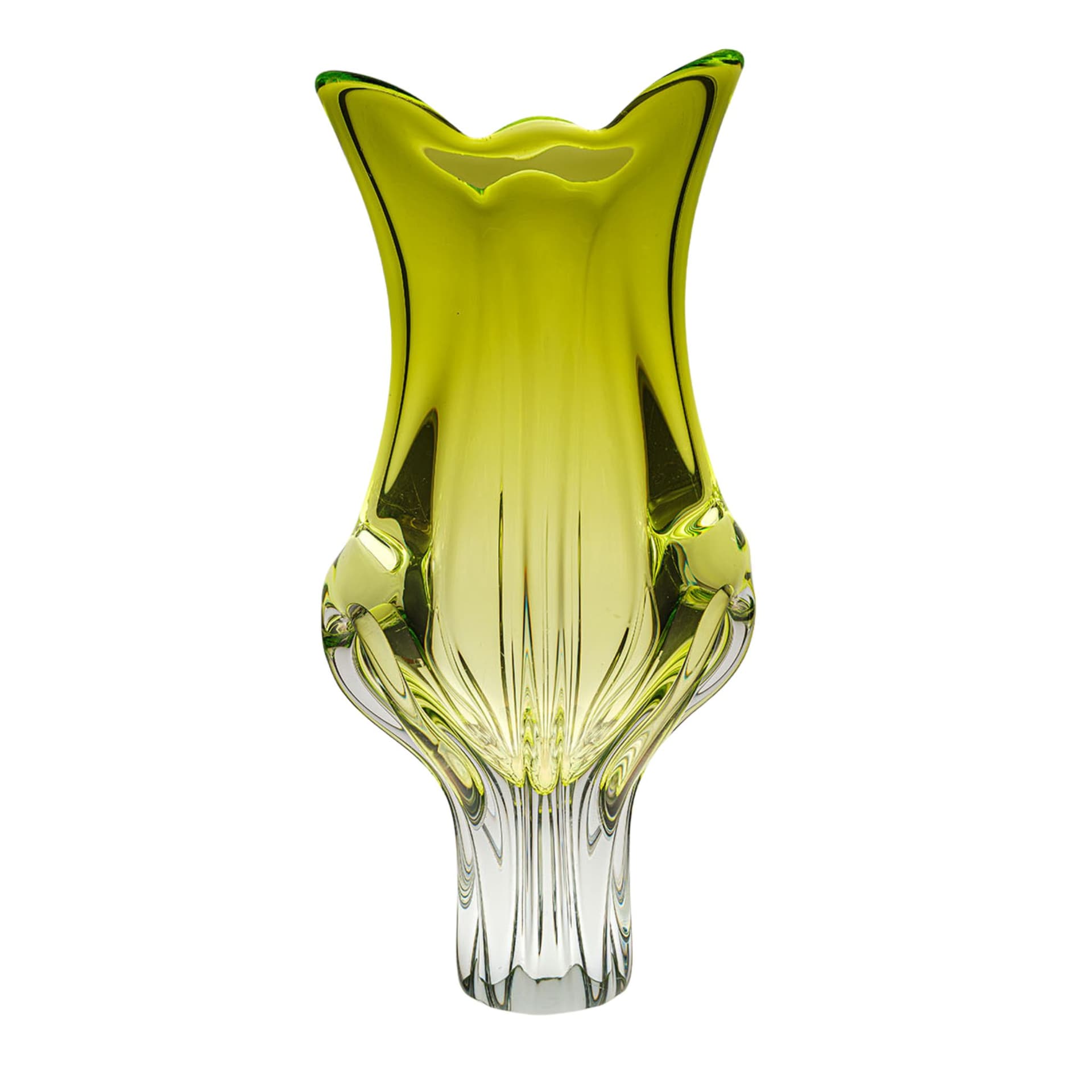 Wazon, limonkowy, szkło, proj. J. Hospodka, Czechosłowacja, lata 70.