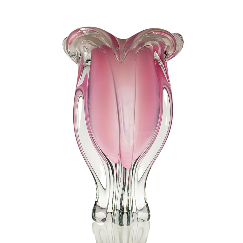 Wazon, różowy, szkło, proj. J. Hospodka, Czechosłowacja, lata 70.